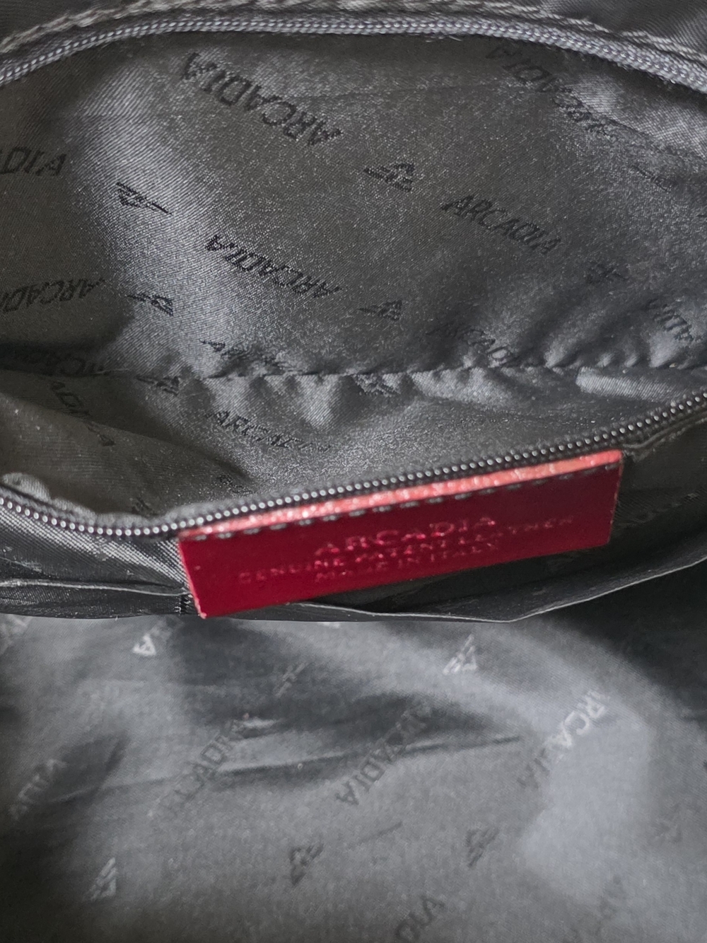 Arcadia Italian Patent Leather Monogram Zip Satchel in Cherry Red - Picture 9 of 15